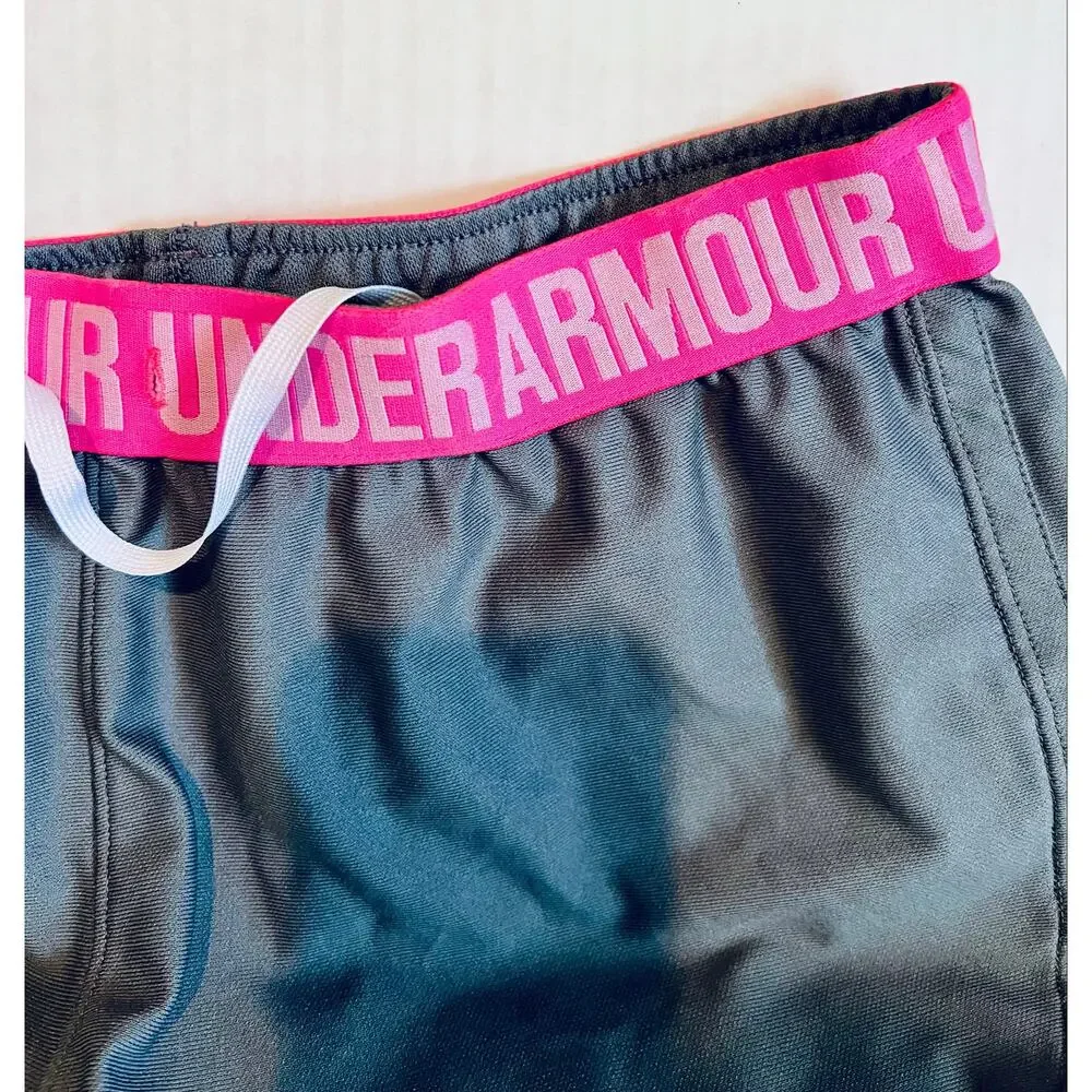 Under Armor Shorts.  Gray & Pink.  Size Small Elastic Waist.